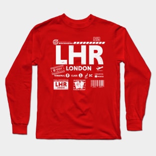 Vintage London LHR Airport Code Travel Day Retro Travel Tag Long Sleeve T-Shirt